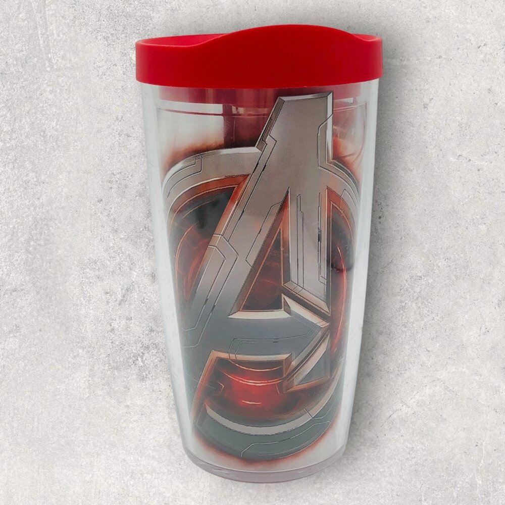 Marvel Avengers Age Of Ultron Tervis Tumbler With Red Lid 16 Oz Insulated Drinkw